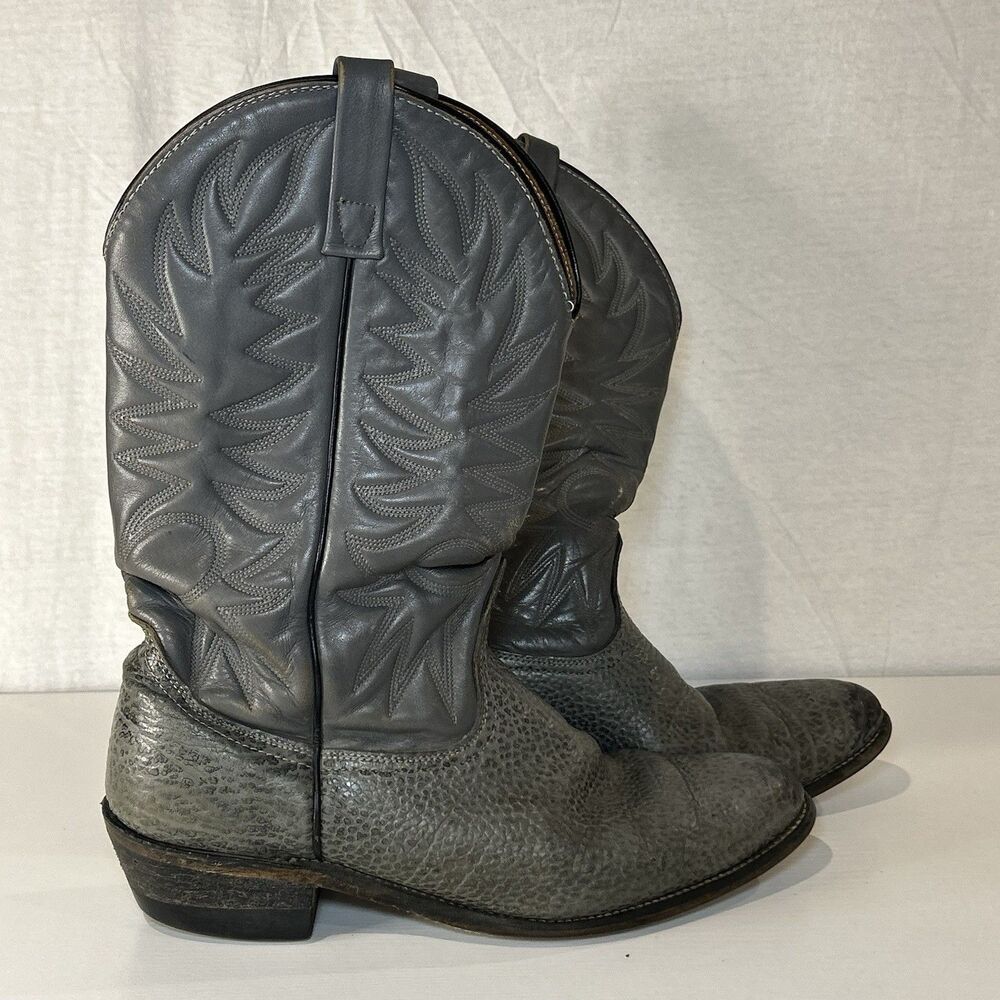 VTG Palomino 931 Mens 11.5 Gray  Leather Western Cowboy Boots Made In USA